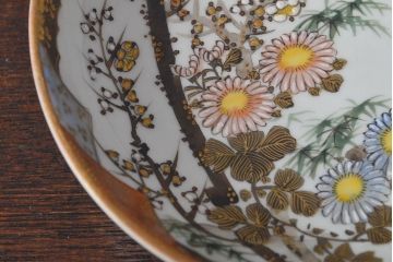 明治〜大正　九谷焼　花鳥図　色絵　小皿5枚セット(和食器)(R-052128)