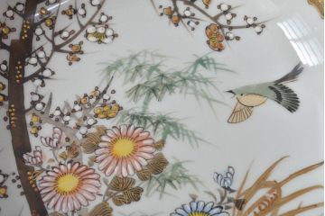 明治〜大正　九谷焼　花鳥図　色絵　小皿5枚セット(和食器)(R-052129)