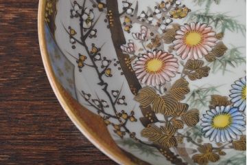 明治〜大正　九谷焼　花鳥図　色絵　小皿5枚セット(和食器)(R-052129)