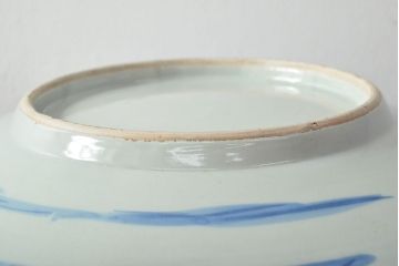 江戸期　古伊万里　花文染付　一尺三寸　大皿(和食器)(R-052131)
