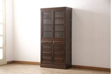 中古　美品　松本民芸家具　和と洋どちらの空間でも活躍できるK-型食器棚(収納棚、戸棚、キャビネット、本箱)(定価約48万円)(R-052134)