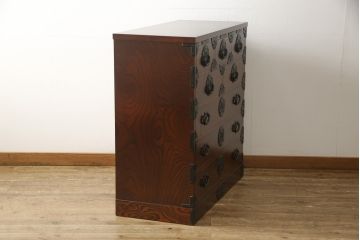 中古　美品　岩谷堂箪笥　力強い杢目と緻密な金具が存在感溢れる整理箪笥(チェスト、和タンス、収納箪笥、引き出し)(R-052135)