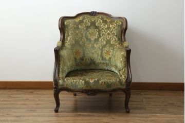 中古　カリモク家具(karimoku)　domani(ドマーニ)　Louis(ルイ)XVシリーズ　ルイ15世　優雅なひとときを演出してくれる1人掛けソファ(アームソファ、一人掛け、1P)(定価約48万円)(R-052139)