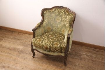 中古　美品　カリモク家具(karimoku)　domani(ドマーニ)　Louis(ルイ)XVシリーズ　ルイ15世　優雅なひとときを演出してくれる1人掛けソファ(アームソファ、一人掛け、1P)(定価約48万円)(R-052140)