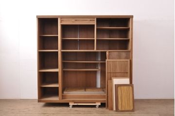 和製アンティーク　超激レア　総杉材　特注品　両面使いできる特大置き水屋(置水屋、茶水屋、茶棚、戸棚、茶道具、収納棚、食器棚)(R-052149)