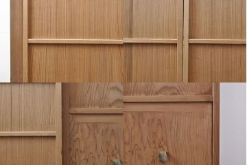 和製アンティーク　超激レア　総杉材　特注品　両面使いできる特大置き水屋(置水屋、茶水屋、茶棚、戸棚、茶道具、収納棚、食器棚)(R-052149)