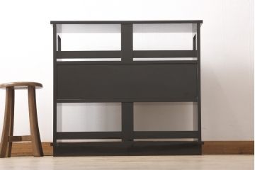 中古　民芸家具　輪島塗り　繊細な絵柄が上品な飾り棚(茶棚、戸棚、収納棚)(R-052151)