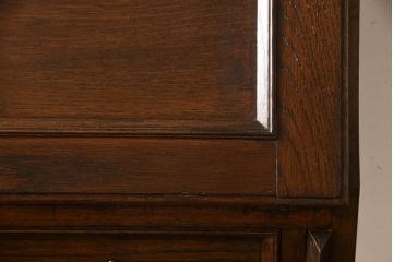 イギリスアンティーク　オーク材　ステンドグラス入り　クラシカルなデザインが素敵なビューローブックケース(本箱、キャビネット、ワークデスク、在宅ワーク、在宅用)(R-052155)