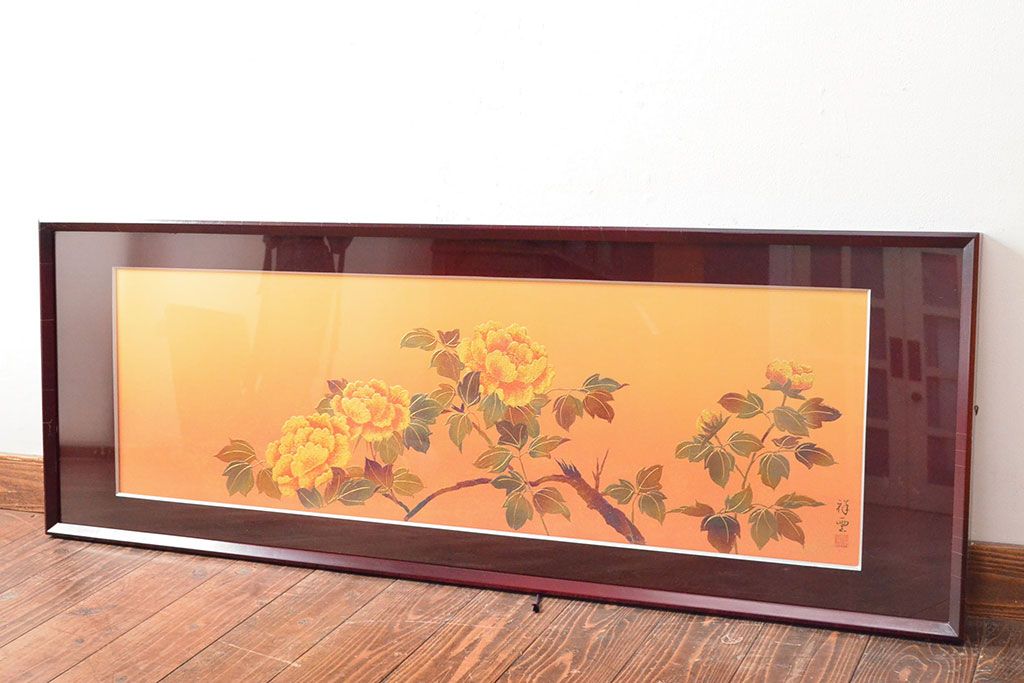 【アンティーク】中国美術 貝細工彫刻絵画 万里の長城 額装 額縁 風景画 骨董 アンティーク】中国美術 貝細工彫刻絵画 万里の長城 額装 額縁