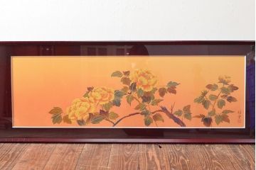 祥雲銘　牡丹図　額絵(額装、扁額)(R-052166)