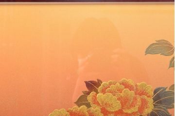 祥雲銘　牡丹図　額絵(額装、扁額)(R-052166)