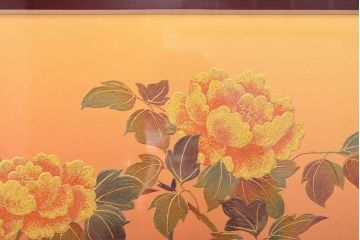 祥雲銘　牡丹図　額絵(額装、扁額)(R-052166)