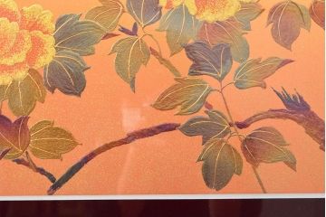 祥雲銘　牡丹図　額絵(額装、扁額)(R-052166)