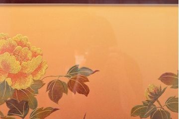 祥雲銘　牡丹図　額絵(額装、扁額)(R-052166)