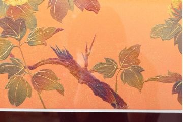 祥雲銘　牡丹図　額絵(額装、扁額)(R-052166)