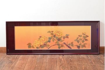 祥雲銘　牡丹図　額絵(額装、扁額)(R-052166)