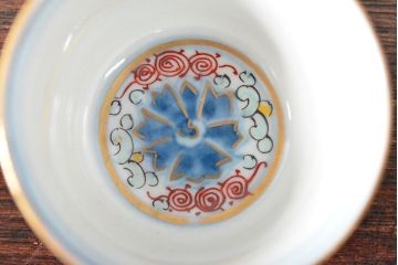 大清光緒年製　色絵　猪口5客セット(古伊万里、中国?)(R-052167)