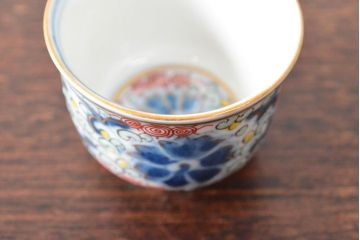 大清光緒年製　色絵　猪口5客セット(古伊万里、中国?)(R-052167)