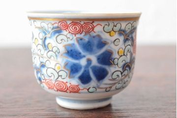 大清光緒年製　色絵　猪口5客セット(古伊万里、中国?)(R-052167)