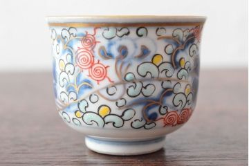 大清光緒年製　色絵　猪口5客セット(古伊万里、中国?)(R-052167)