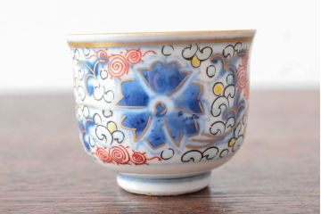 大清光緒年製　色絵　猪口5客セット(古伊万里、中国?)(R-052167)