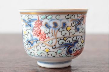 大清光緒年製　色絵　猪口5客セット(古伊万里、中国?)(R-052167)