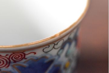 大清光緒年製　色絵　猪口5客セット(古伊万里、中国?)(R-052170)