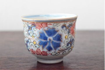 大清光緒年製　色絵　猪口5客セット(古伊万里、中国?)(R-052170)