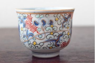 大清光緒年製　色絵　猪口5客セット(古伊万里、中国?)(R-052170)