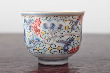 大清光緒年製　色絵　猪口5客セット(古伊万里、中国?)(R-052170)