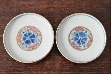 大清光緒年製　色絵染付蓋茶碗2客セット(伊万里、中国?)(R-052172)