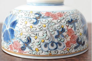 大清光緒年製　色絵染付蓋茶碗2客セット(伊万里、中国?)(R-052172)