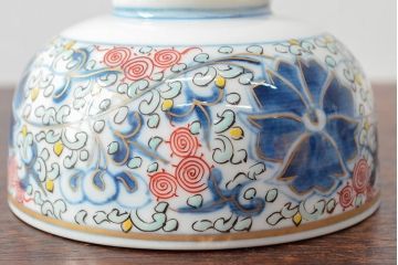 大清光緒年製　色絵染付蓋茶碗2客セット(伊万里、中国?)(R-052172)