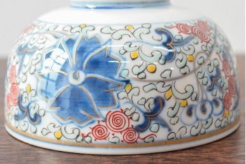 大清光緒年製　色絵染付蓋茶碗2客セット(伊万里、中国?)(R-052172)