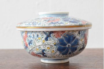 大清光緒年製　色絵染付蓋茶碗2客セット(伊万里、中国?)(R-052172)