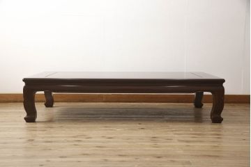 中古美品　大阪唐木指物家具　中森喜三郎作　紫檀　重厚な佇まいが目を引く座卓(ローテーブル)(R-052173)