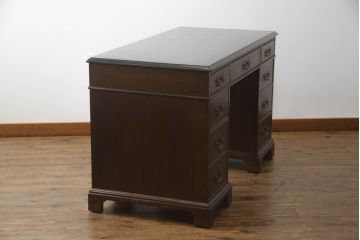 中古　DREXEL HERITAGE (ドレクセルヘリテイジ)　マホガニー材　洗練された大人の雰囲気醸し出す両袖デスク(机、在宅ワーク、在宅用ワークデスク)(R-052176)