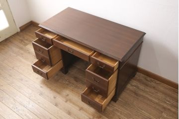 中古　DREXEL HERITAGE (ドレクセルヘリテイジ)　マホガニー材　洗練された大人の雰囲気醸し出す両袖デスク(机、在宅ワーク、在宅用ワークデスク)(R-052177)