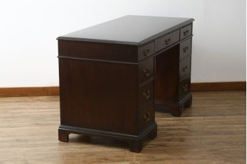 中古　DREXEL HERITAGE (ドレクセルヘリテイジ)　マホガニー材　洗練された大人の雰囲気醸し出す両袖デスク(机、在宅ワーク、在宅用ワークデスク)(R-052179)
