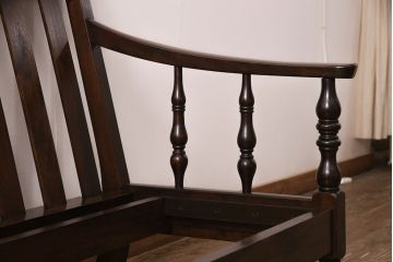 中古美品　松本民芸家具　赤と茶のコントラストが鮮やかな3人掛けソファ(ベンチ、三人掛け、3P)(R-052187)