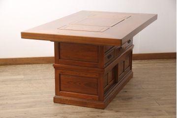 中古　美品　総ケヤキ材　こだわりの和空間にもってこい!上質な囲炉裏テーブル(火鉢、ダイニングテーブル)(R-052188)