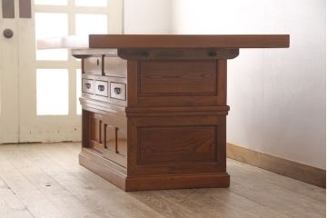 中古　美品　総ケヤキ材　こだわりの和空間にもってこい!上質な囲炉裏テーブル(火鉢、ダイニングテーブル)(R-052188)