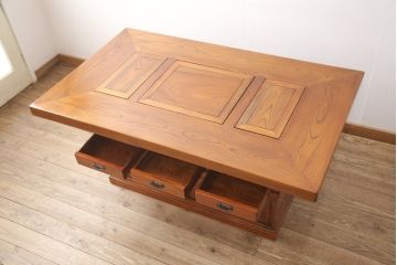 中古　美品　総ケヤキ材　こだわりの和空間にもってこい!上質な囲炉裏テーブル(火鉢、ダイニングテーブル)(R-052188)