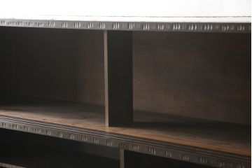中古　美品　軽井沢彫り　咲き誇る桜の彫りが見事な茶箪笥(サイドボード、サイドキャビネット、収納棚、飾り棚、茶棚、茶タンス)(定価約100万円)(R-052189)