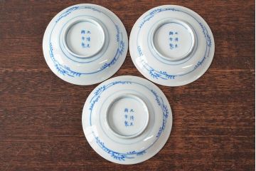 大清光緒年製　色絵染付　四寸皿3枚(伊万里、中国?)(R-052192)