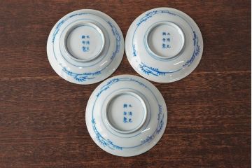 大清光緒年製　色絵染付　四寸皿3枚(伊万里、中国?)(R-052196)