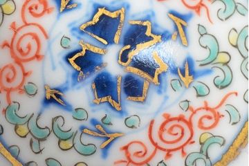 大清光緒年製　色絵染付　四寸皿3枚(伊万里、中国?)(R-052196)