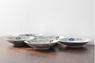 大清光緒年製　色絵染付　四寸皿5枚(伊万里、中国?)(R-052197)