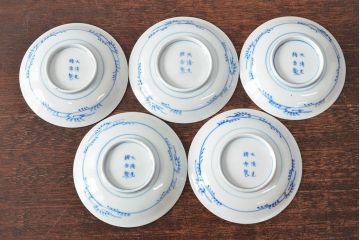 大清光緒年製　色絵染付　四寸皿5枚(伊万里、中国?)(R-052197)