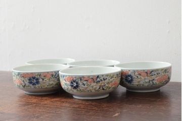 大清光緒年製　色絵染付　深鉢5客(伊万里、中国?)(R-052203)